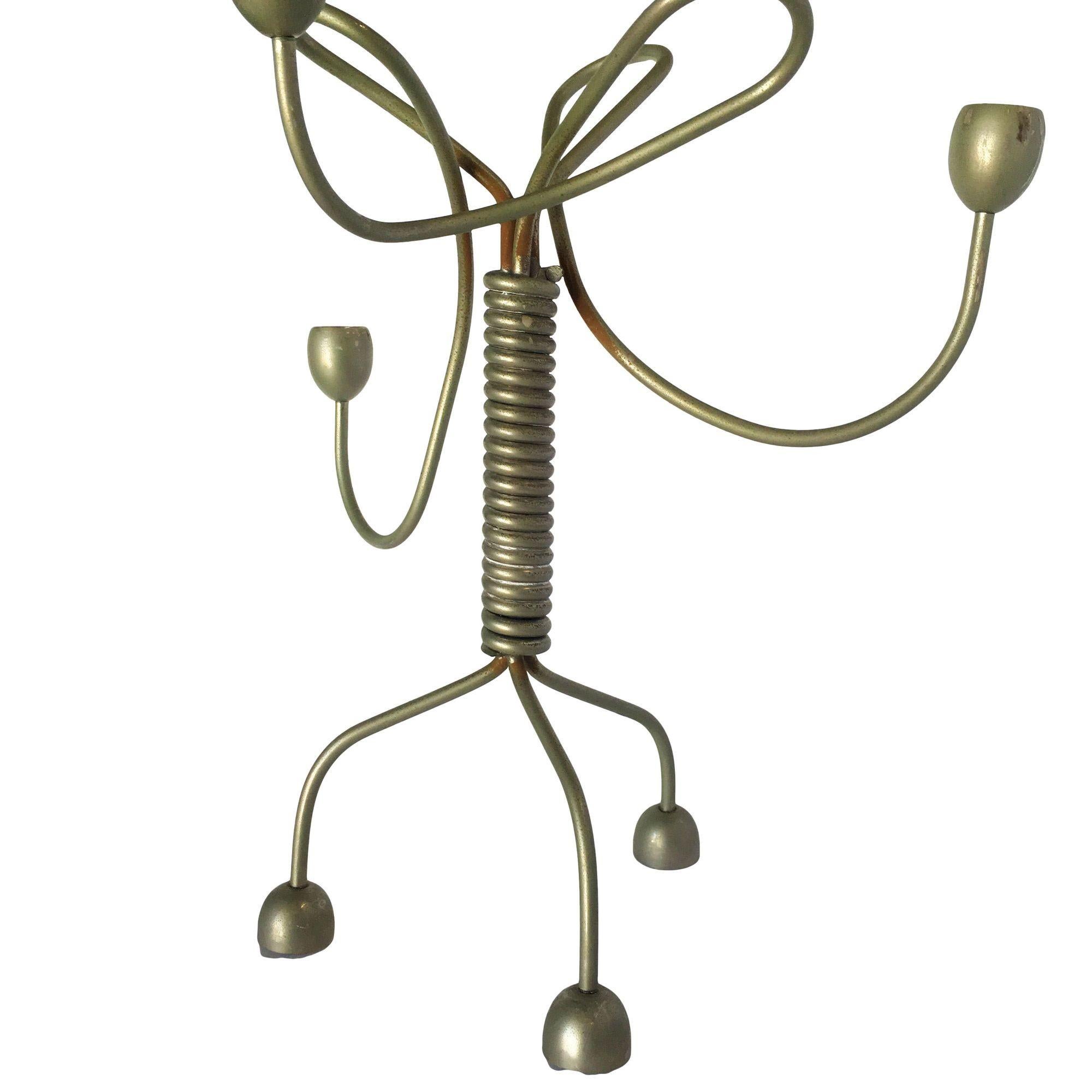 Mid-20th Century Unsigned Custom Coiled Wire Abstract Candelabra, circa 1960 For Sale