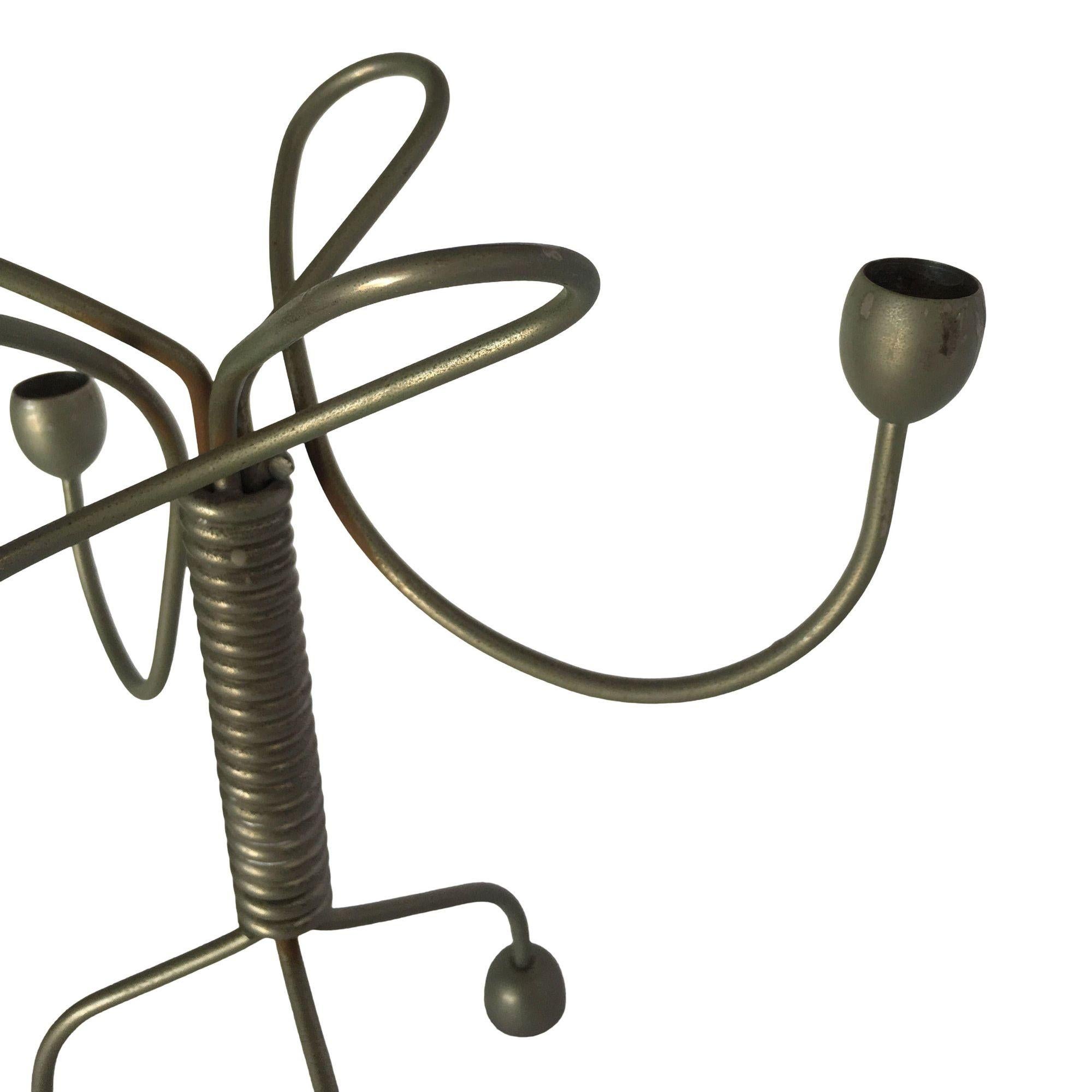 Unsigned Custom Coiled Wire Abstract Candelabra, circa 1960 For Sale 1