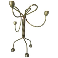 Unsigned Custom Coiled Wire Abstract Candelabra, circa 1960