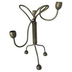 Unsigned Custom Coiled Wire Abstract Candelabra, circa 1960