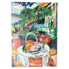 Unsigned Mediterranean Modernist Oil Painting France Mid-20th Century