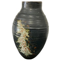 Unsigned Mid-Century Studio Pottery Vase with Drip Glaze