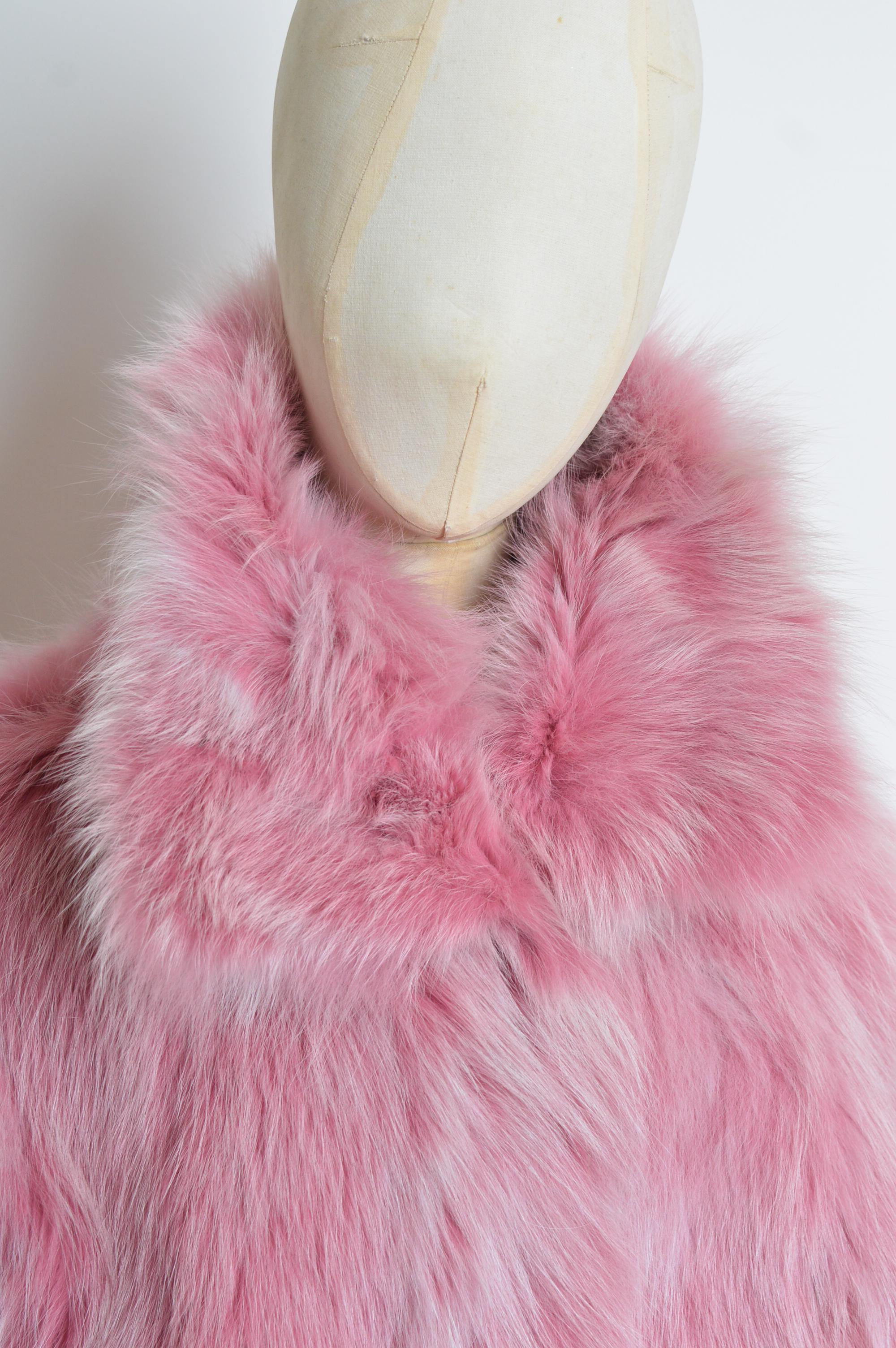 Unsigned Pink Animée Colourful Cartoon and Fox Fur two-way Jacket / Coat For Sale 10