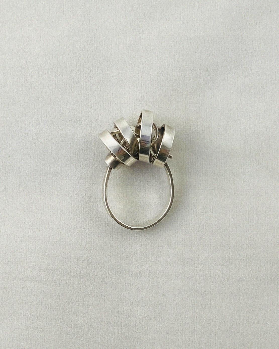 Unsigned Sterling Silver Coil Ring Size 6 For Sale 6