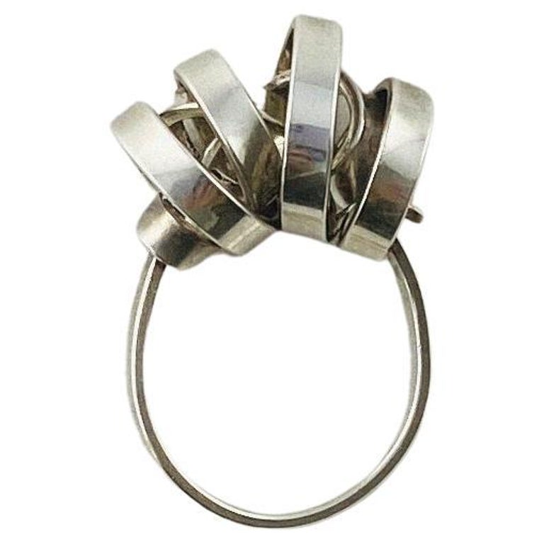 Unsigned Sterling Silver Coil Ring Size 6 For Sale at 1stDibs
