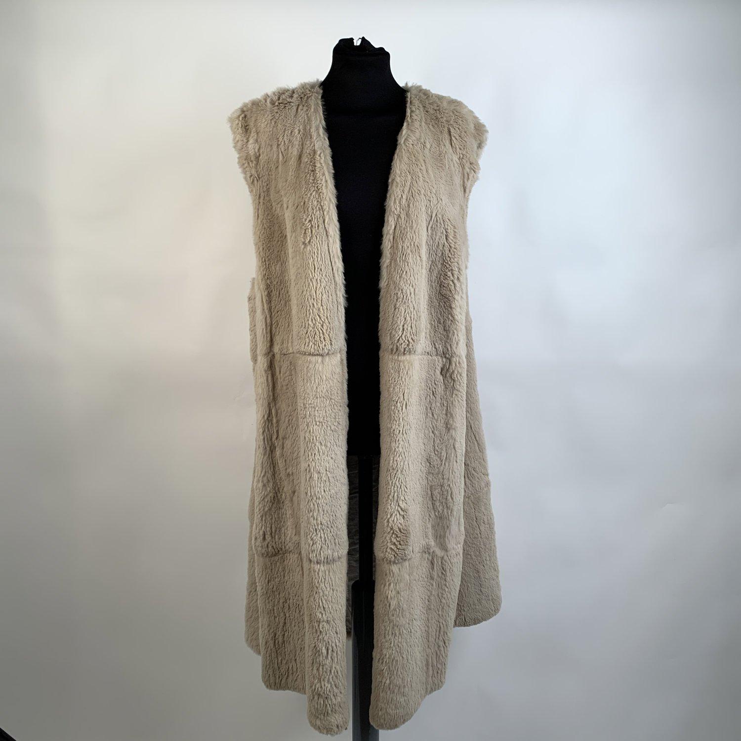 Unsigned Vintage Beige Fox Fur Trim Coat with Removable Lining 4