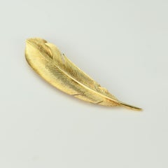 Georges Lenfant Spilla vintage in oro giallo con piume