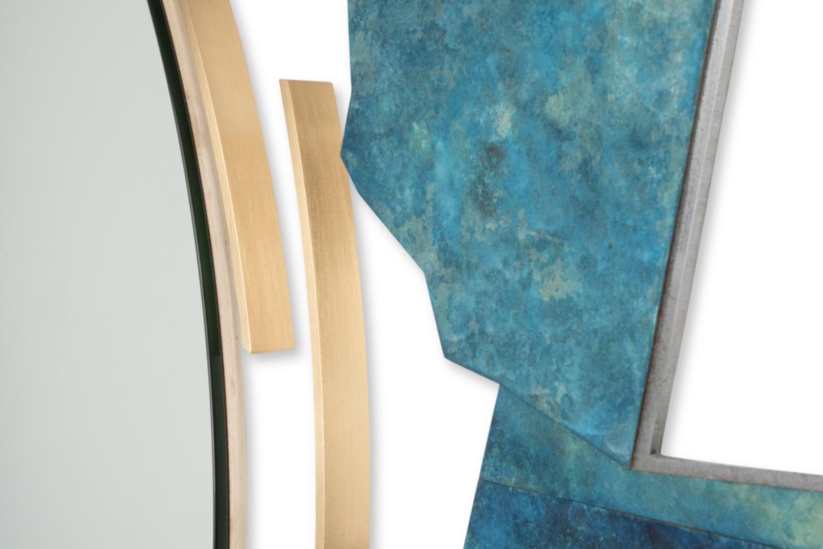 Unstructured bronze and oxidized brass mirror. Contemporary. en venta 1