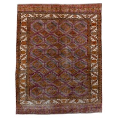 Unsual Yomud Rug with Slate Field and Palmette Design 
