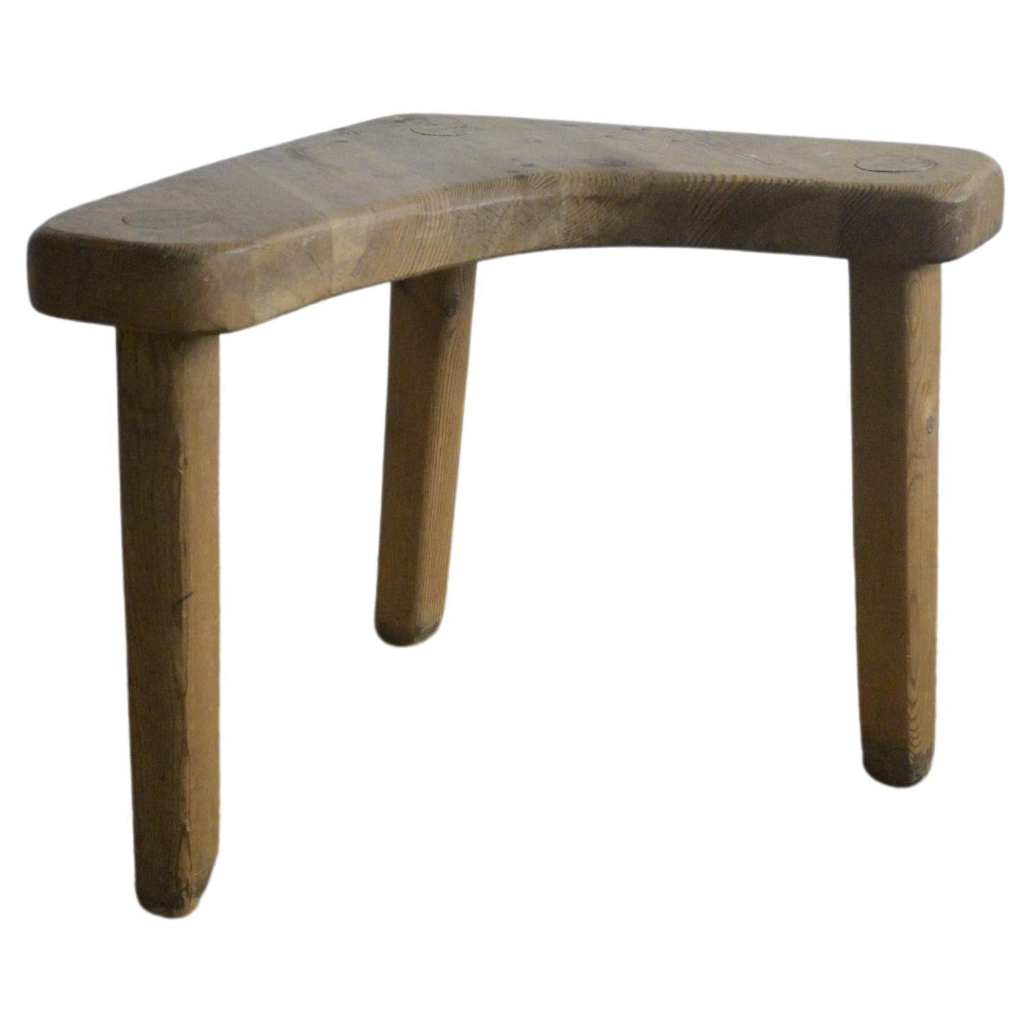 Unsymmetric Pine Stool or Side Table by Stig Sandqvist, Vemdalen, Sweden 1950s For Sale