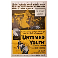 Used "Untamed Youth" 1957 Theatrical Movie Poster Mamie Van Doren Eddie Cochran 