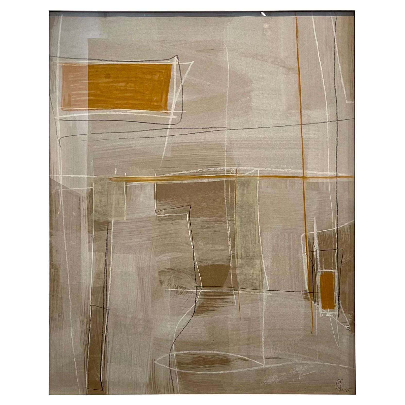 Untitled # 115 by Murray Duncan, mix media on paper, abstract, framed For Sale