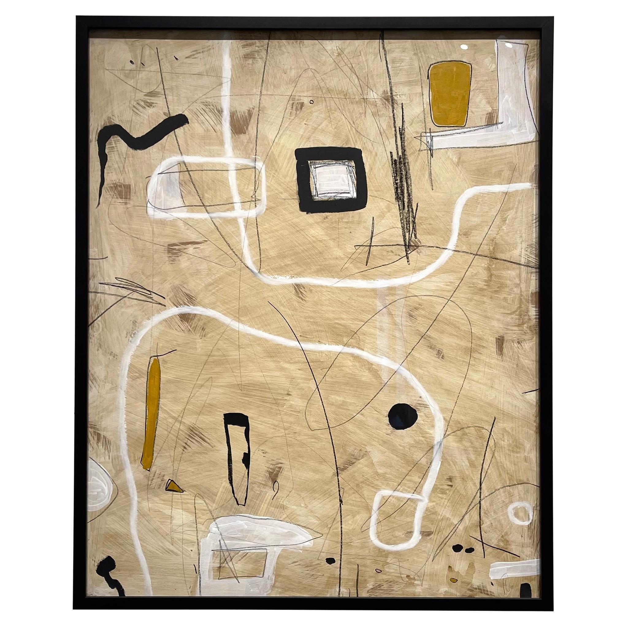 Untitled #131 by Murray Duncan, mix media on paper, framed, abstract, geometric For Sale