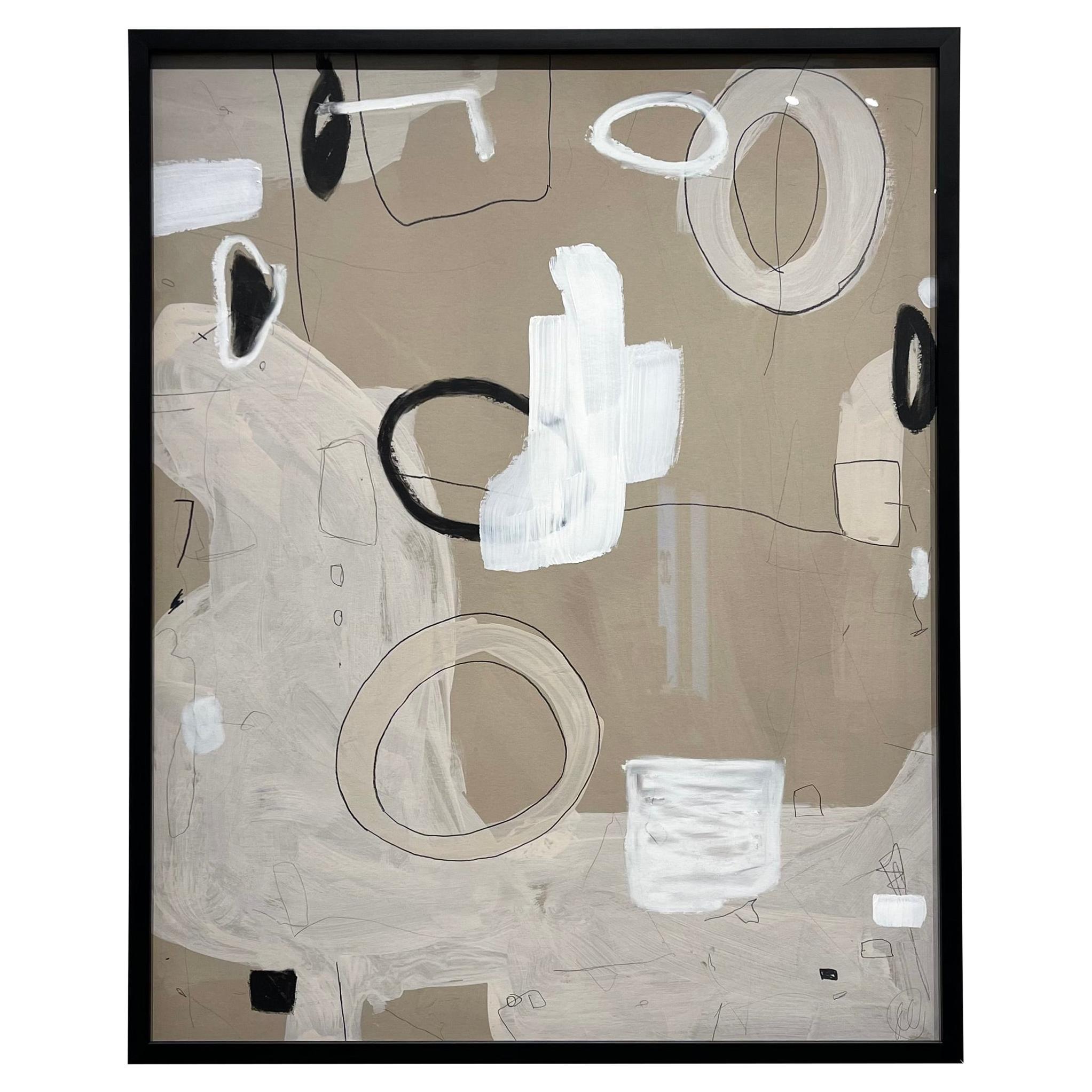 Untitled #135 by Murray Duncan, mix media on paper, framed, abstract, geometric For Sale