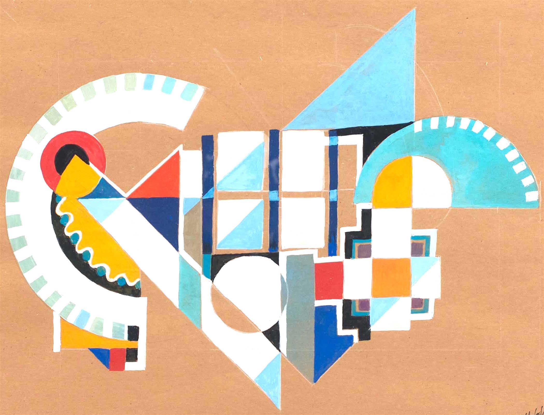 Pintura abstracta contemporánea al gouache Posmoderno en venta
