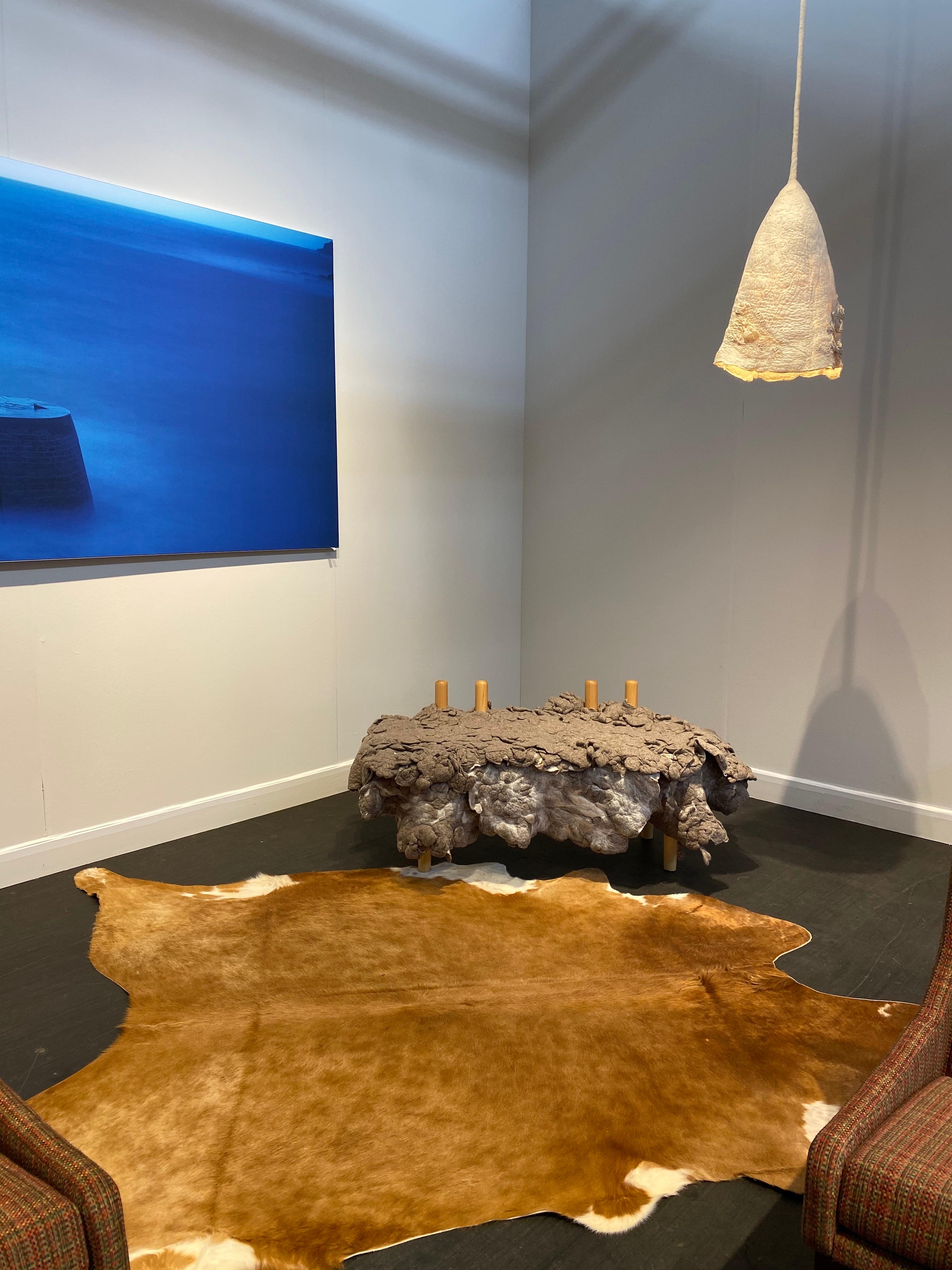 Untitled, 2019, Silk and Felted Wool Hanging Lamp by Inês Schertel, Brasil In New Condition For Sale In Deerfield Beach, FL