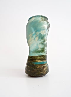 "Untitled #3" from ''Biotá'' Series, Landscape Painting on Metal Container