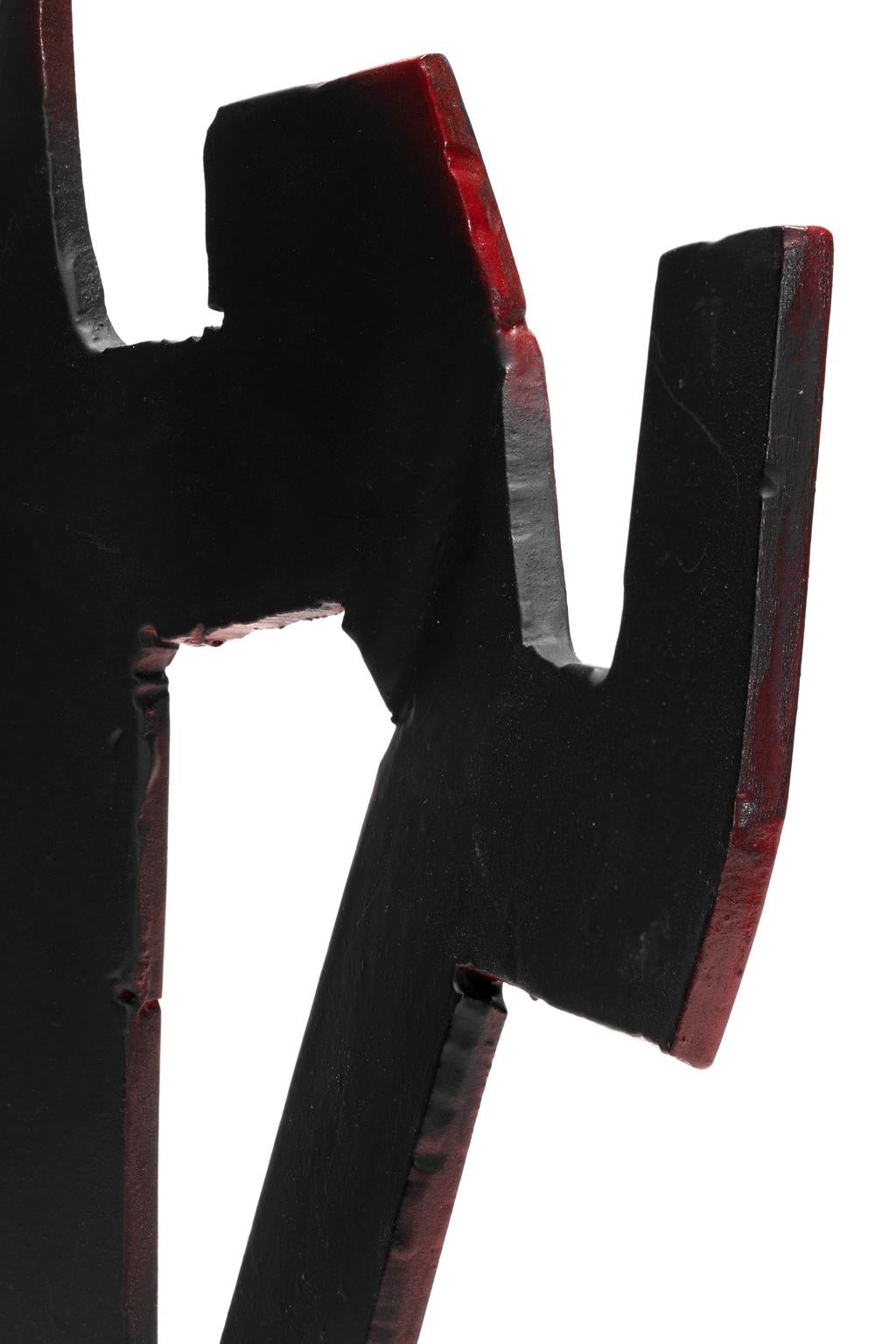 Tony Rosenthal Abstract Sculpture Blackened Steel Red Blushes For Sale 3