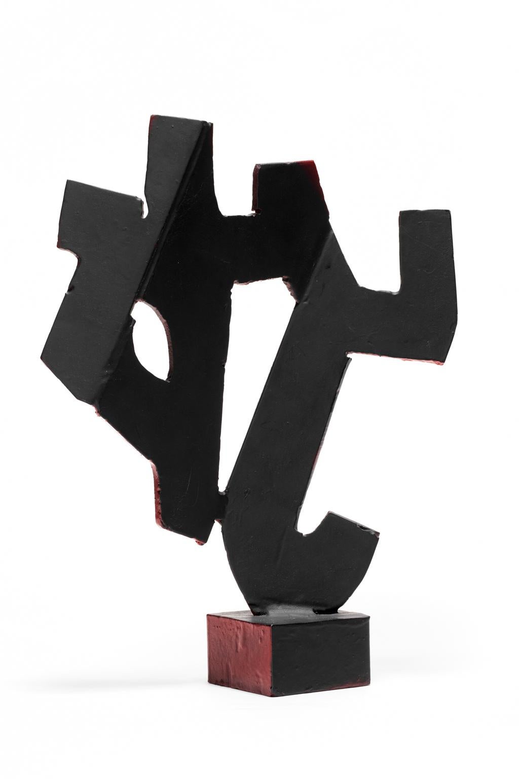 SALE ONE WEEK ONLY

UNTITLED is an abstract blackened steel sculpture that has a continuous lively movement. The positioning of the heavy metal is suggestive of dance. There are similarities to the sculptors, Robert Sestok and Tony Smith, who both