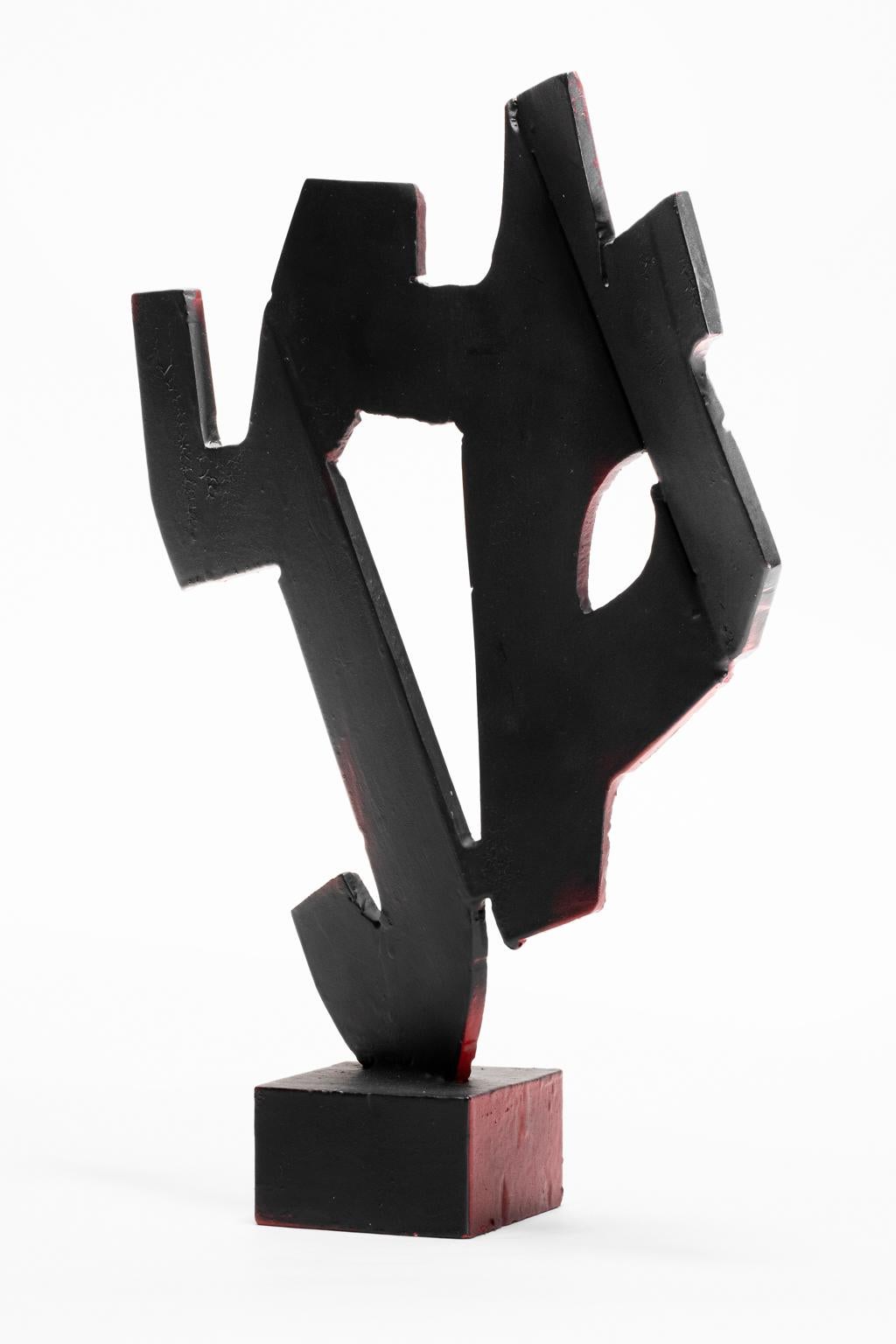 Modern Tony Rosenthal Abstract Sculpture Blackened Steel Red Blushes For Sale