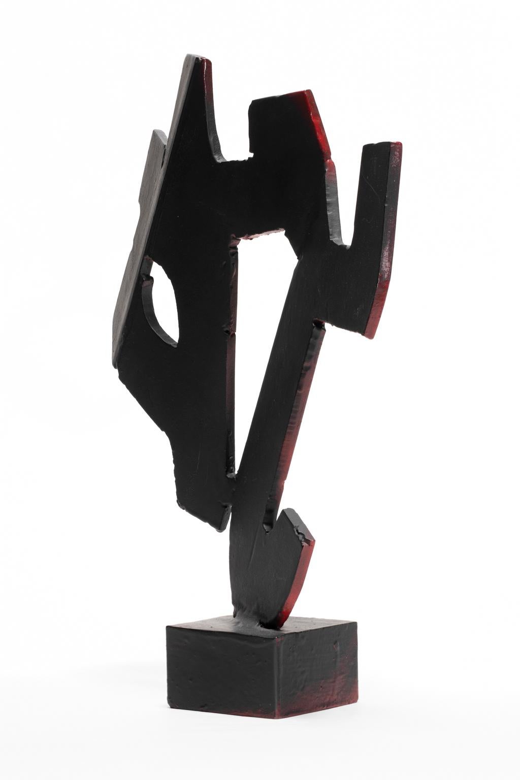 Tony Rosenthal Abstract Sculpture Blackened Steel Red Blushes In Good Condition For Sale In Bloomfield Hills, MI