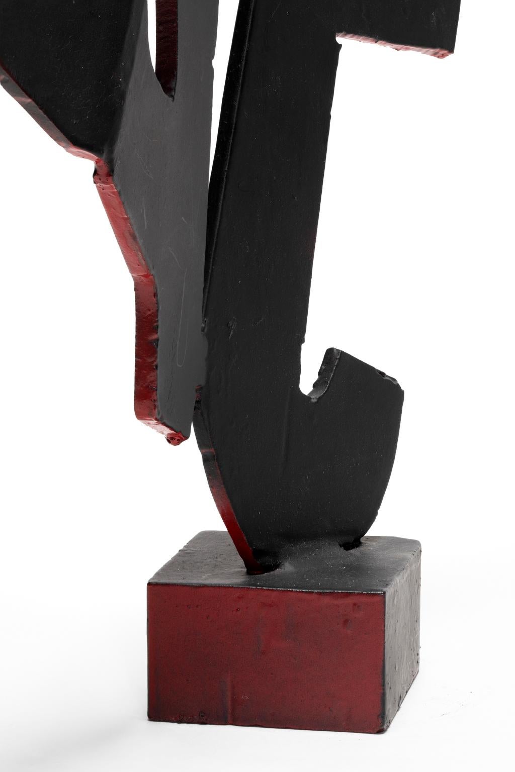 Tony Rosenthal Abstract Sculpture Blackened Steel Red Blushes For Sale 1