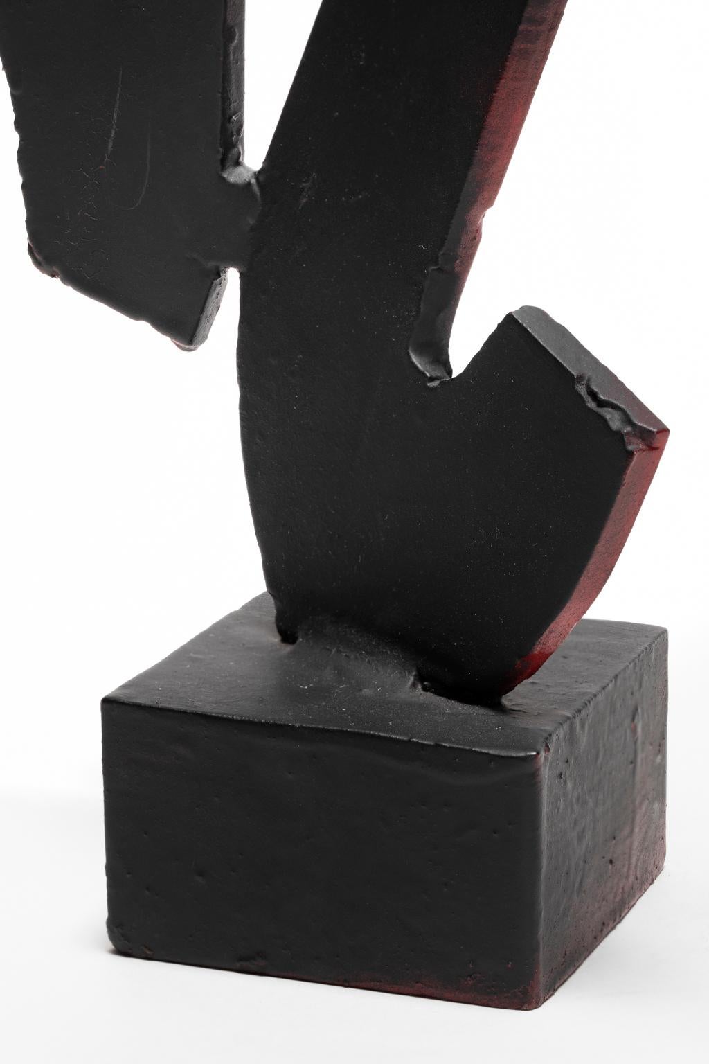 Tony Rosenthal Abstract Sculpture Blackened Steel Red Blushes For Sale 2