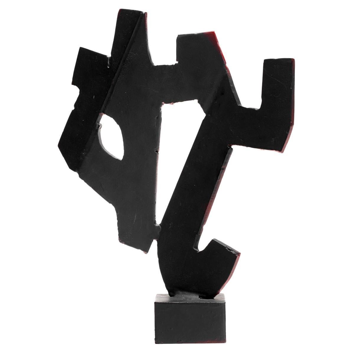 Tony Rosenthal Abstract Sculpture Blackened Steel Red Blushes For Sale
