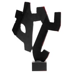Tony Rosenthal Abstract Sculpture Blackened Steel Red Blushes
