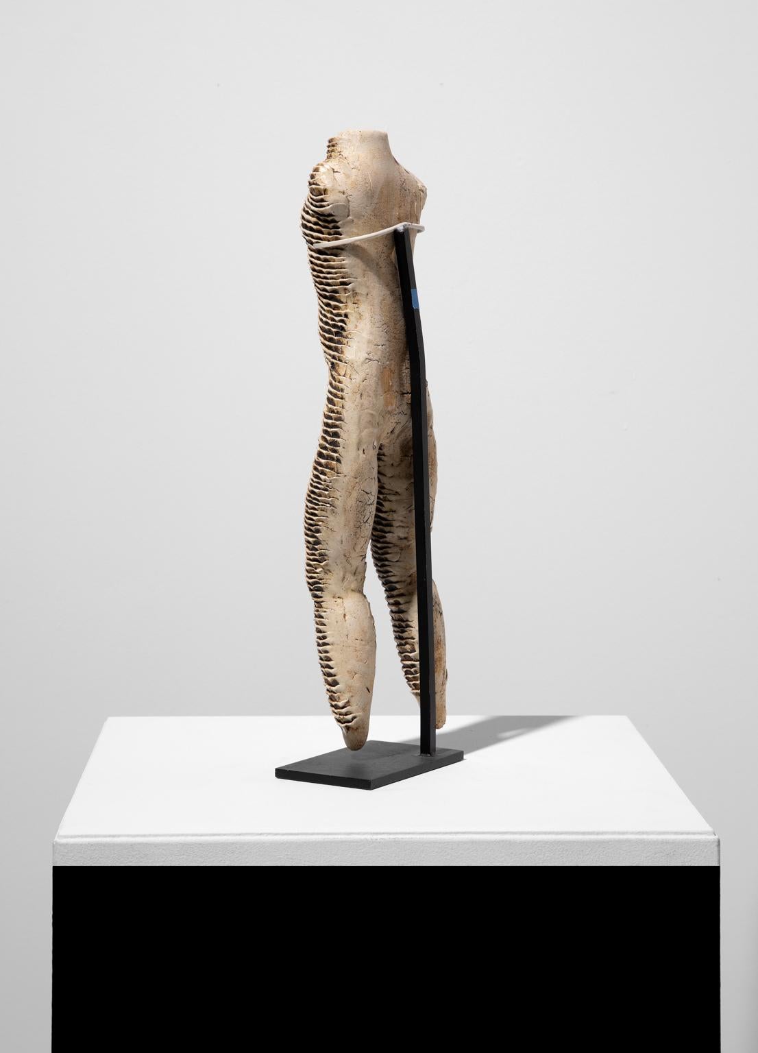 Michele Oka Doner Stoneware Figurines Female Torso w/Legs Phallic Shaped Spear 3