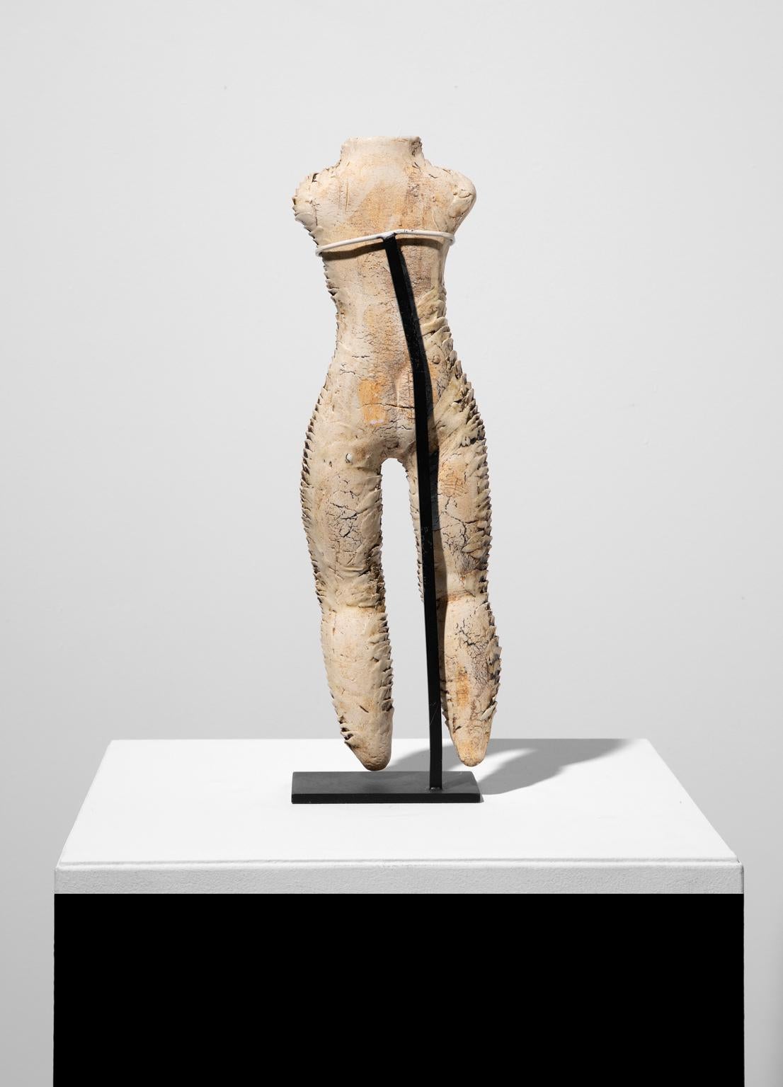 Michele Oka Doner Stoneware Figurines Female Torso w/Legs Phallic Shaped Spear 4