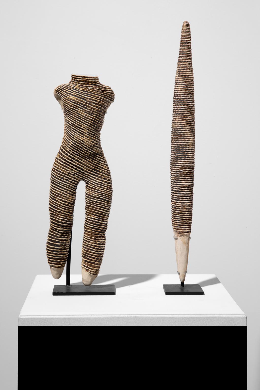 Two Untitled pieces made of ceramic with black matt markings are exquisite and purely Michele Oka Doner works. On September 22, 2022, Michelle Oka Doner was a lecturer at the University of Michigan's Penny Stamps Distinguished Speaker Series in
