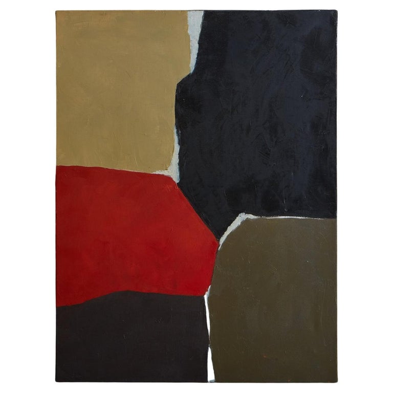 Untitled Abstract Oil Painting on Canvas by Irene Etienne, France 20th