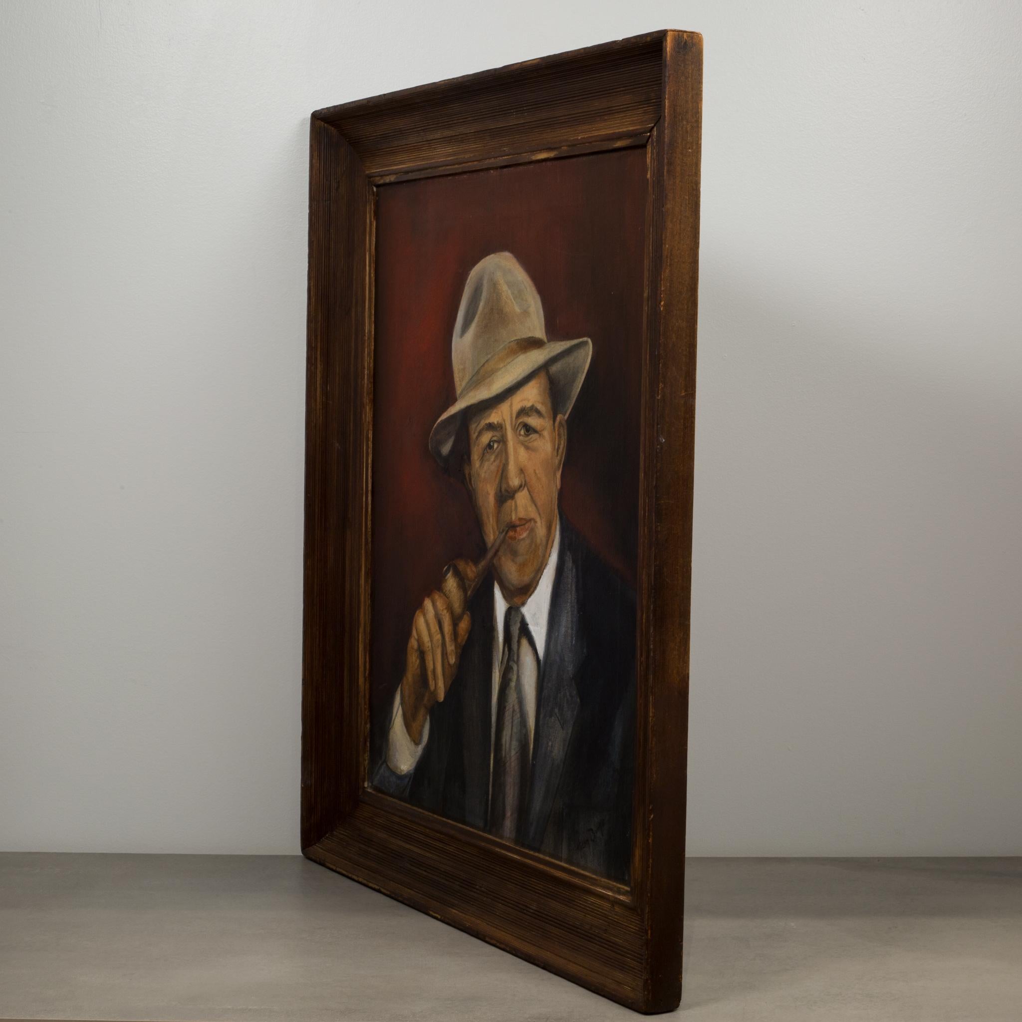About:

This is an original acrylic portrait on canvas of a gentleman with a pipe by artist Helen Burke. The style is characterized by the careful balance of color, lighting and mood. The artwork has been framed in a brown decorative frame typical