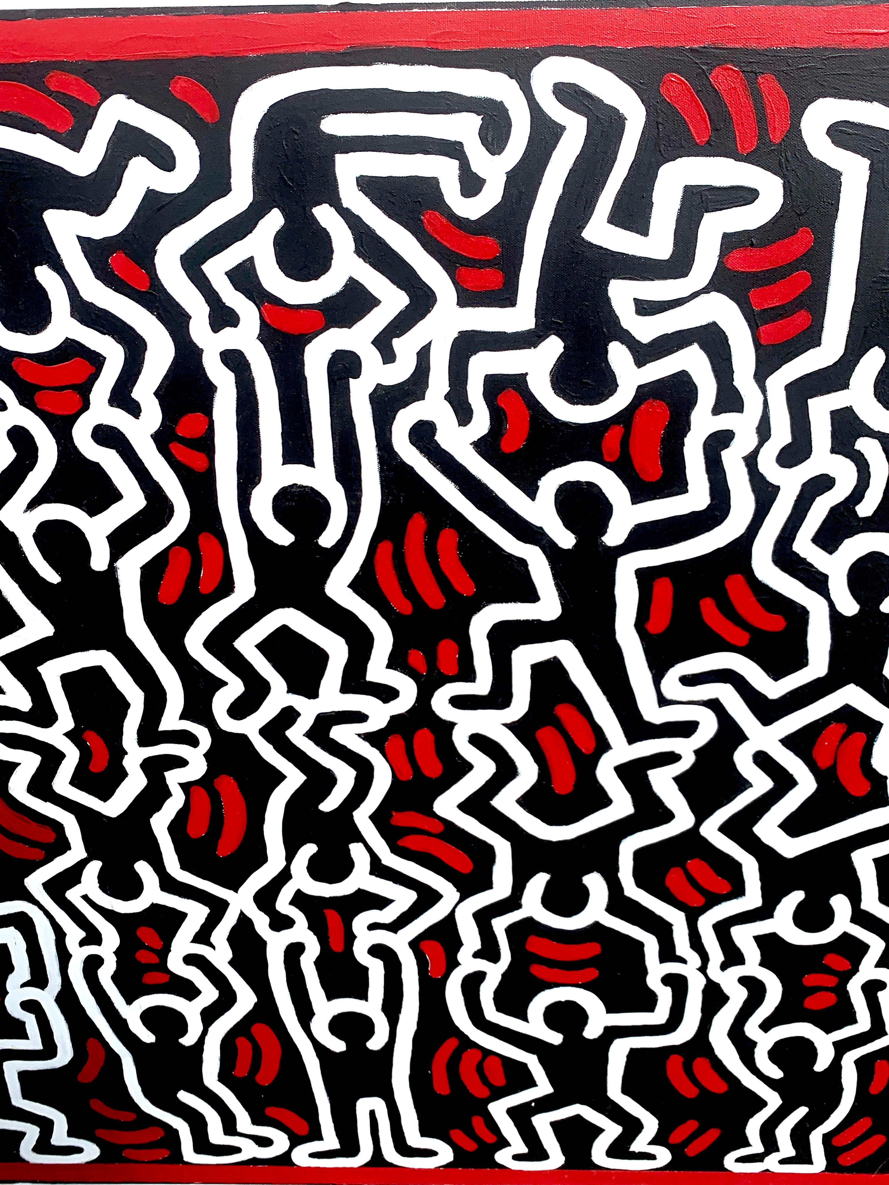 Peint à la main Sans titre, d'après Keith Haring en vente