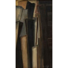 Ohne Titel Schwarz und Braun Abstraktes Expressionistisches Öl auf Leinwand, signiert "Solodar".