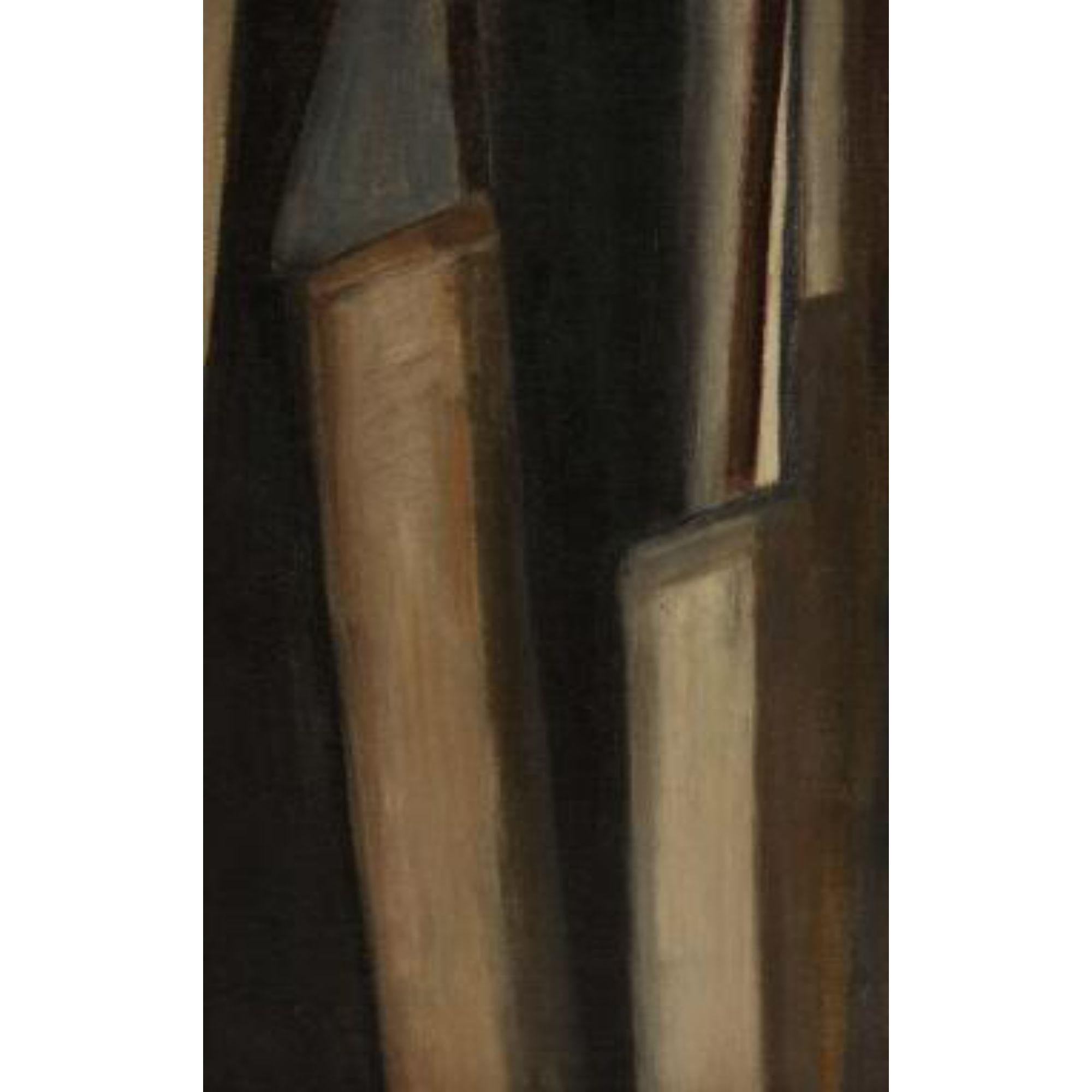 Óleo sobre lienzo expresionista abstracto negro y marrón sin título, firmado 