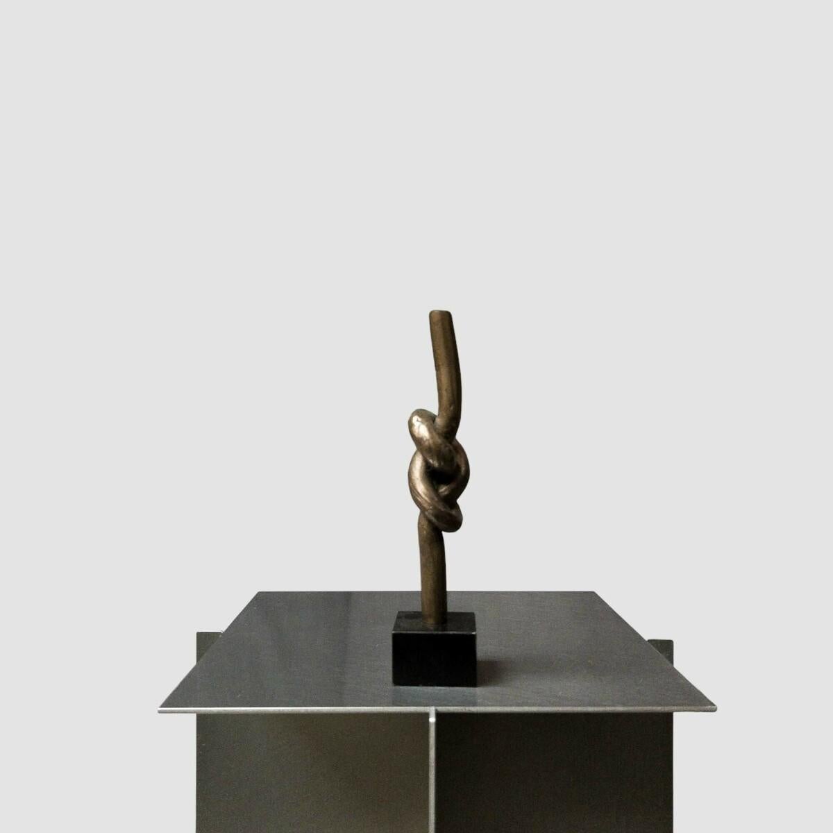 Un piccolo nodo in bronzo realizzato da Mart de Houwer. Per tutta la sua carriera artistica De Houwer ha esplorato un tema: la linea. Alla fine degli anni '80 ha creato una serie di sculture di nodi in diversi materiali, esplorando la qualità visiva