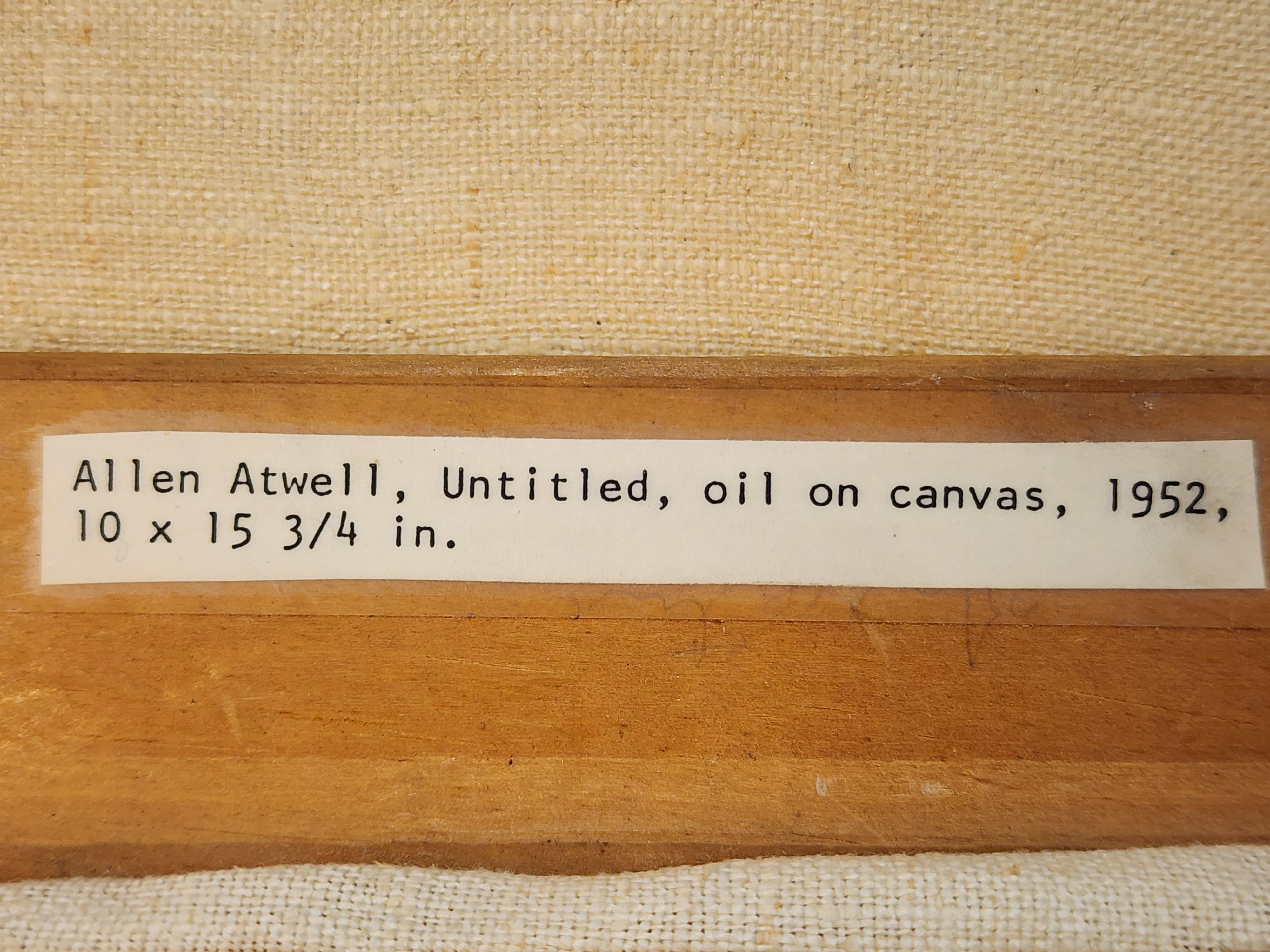Ohne Titel von Allen Atwell, Öl auf Leinen, 1952 im Zustand „Hervorragend“ im Angebot in Hudson, NY