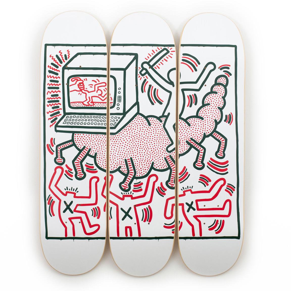 Belgian Untitled 'Centipede' Skateboard Deck by Keith Haring For Sale