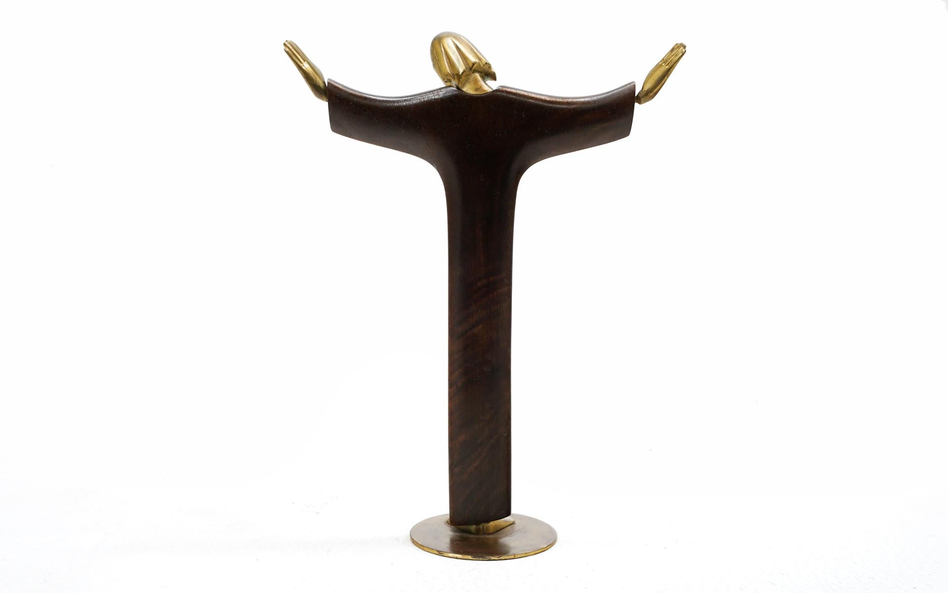 Untitled 'Christ' Sculpture by Karl Hagenauer, 1950, Rosewood and Bronze In Good Condition For Sale In Kansas City, MO