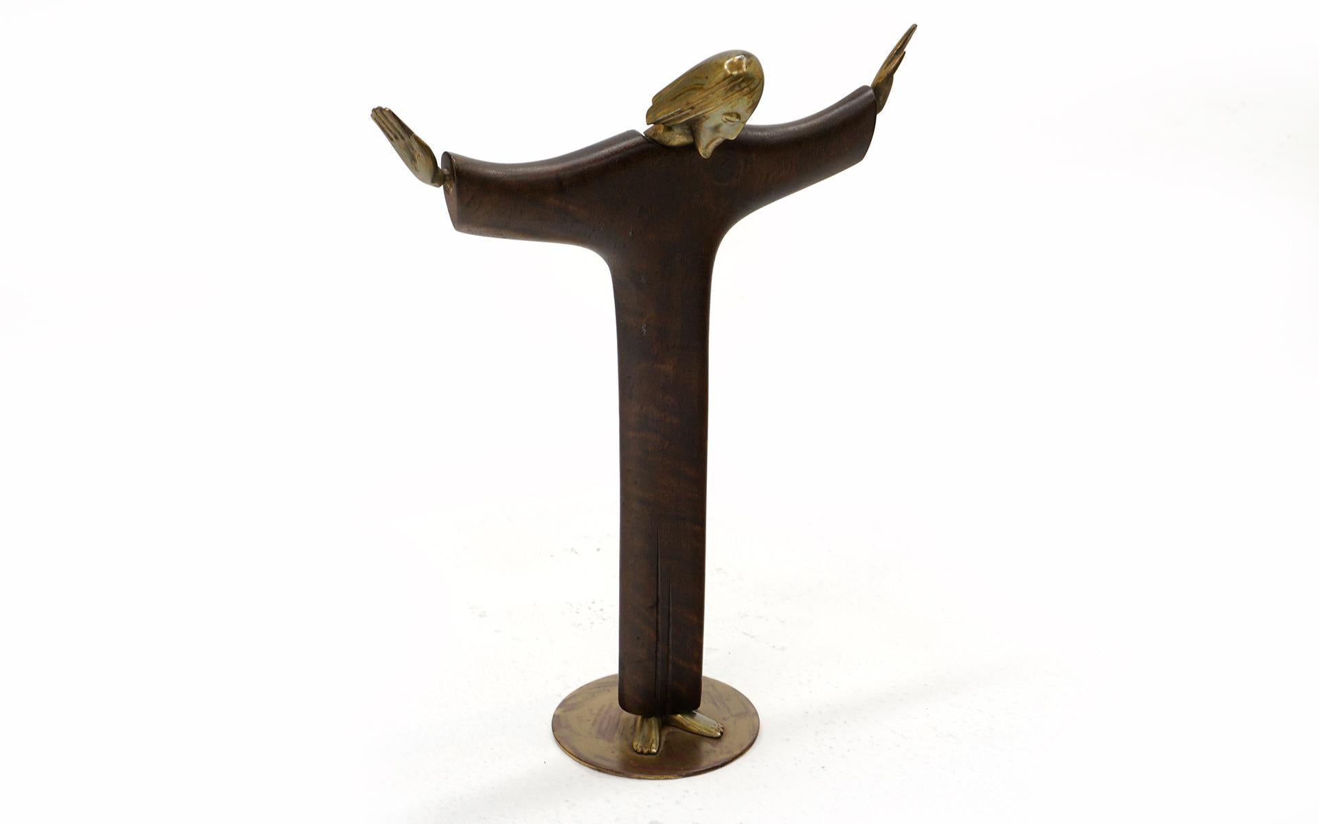 Mid-20th Century Untitled 'Christ' Sculpture by Karl Hagenauer, 1950, Rosewood and Bronze For Sale