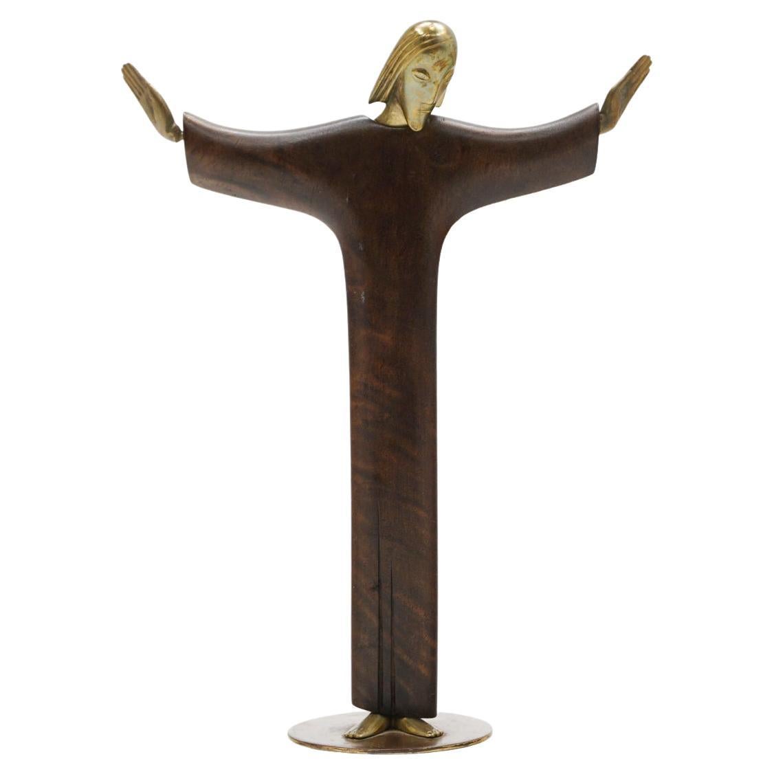 Untitled 'Christ' Sculpture by Karl Hagenauer, 1950, Rosewood and Bronze