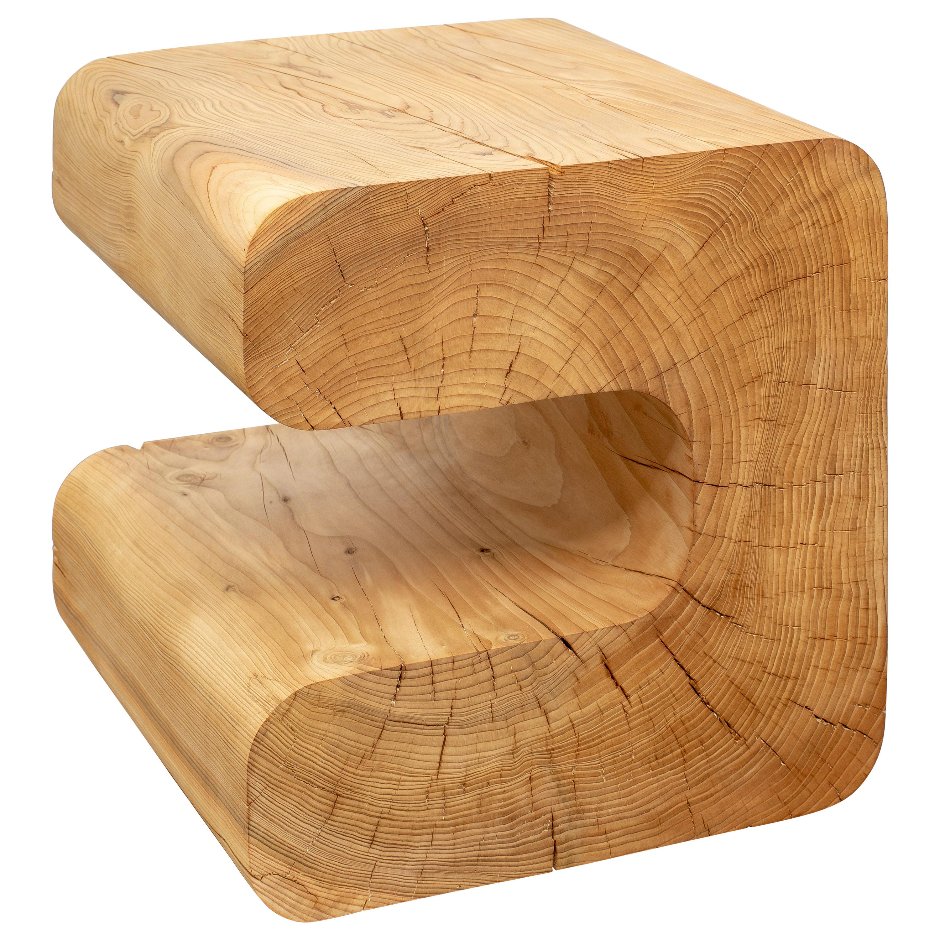Untitled Deodar Cedar Sculptural Side Table by Christopher Norman
