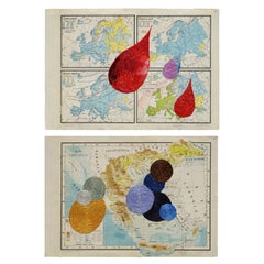 Diptychon ohne Titel, Handstickerei auf Papier. Aus der Serie Cartografía
