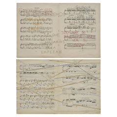 Untitled Diptych, Hand Embroidery on paper. From the series Partituras