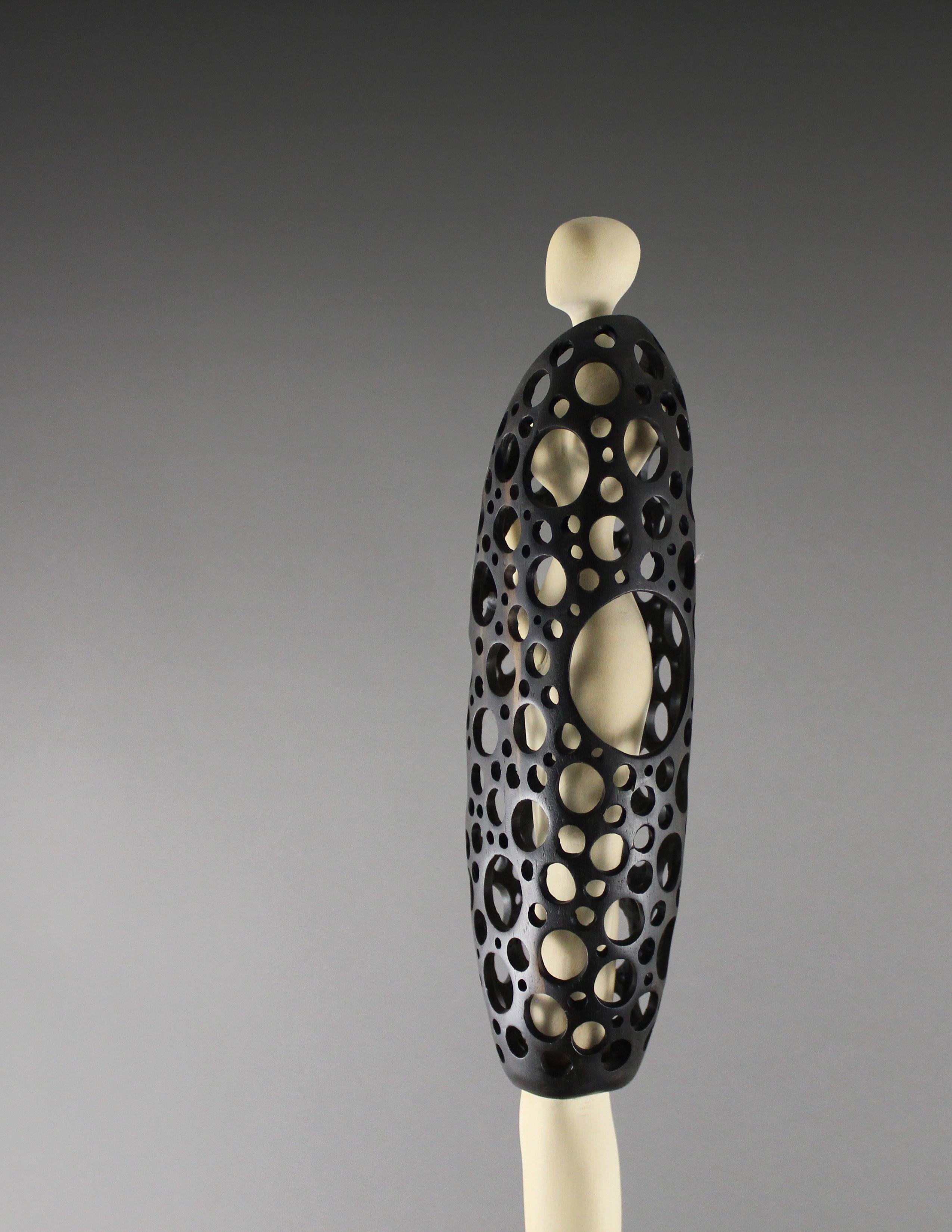 Turned Untitled, Ebony, Holly Wood sculpture by Nairi Safaryan For Sale