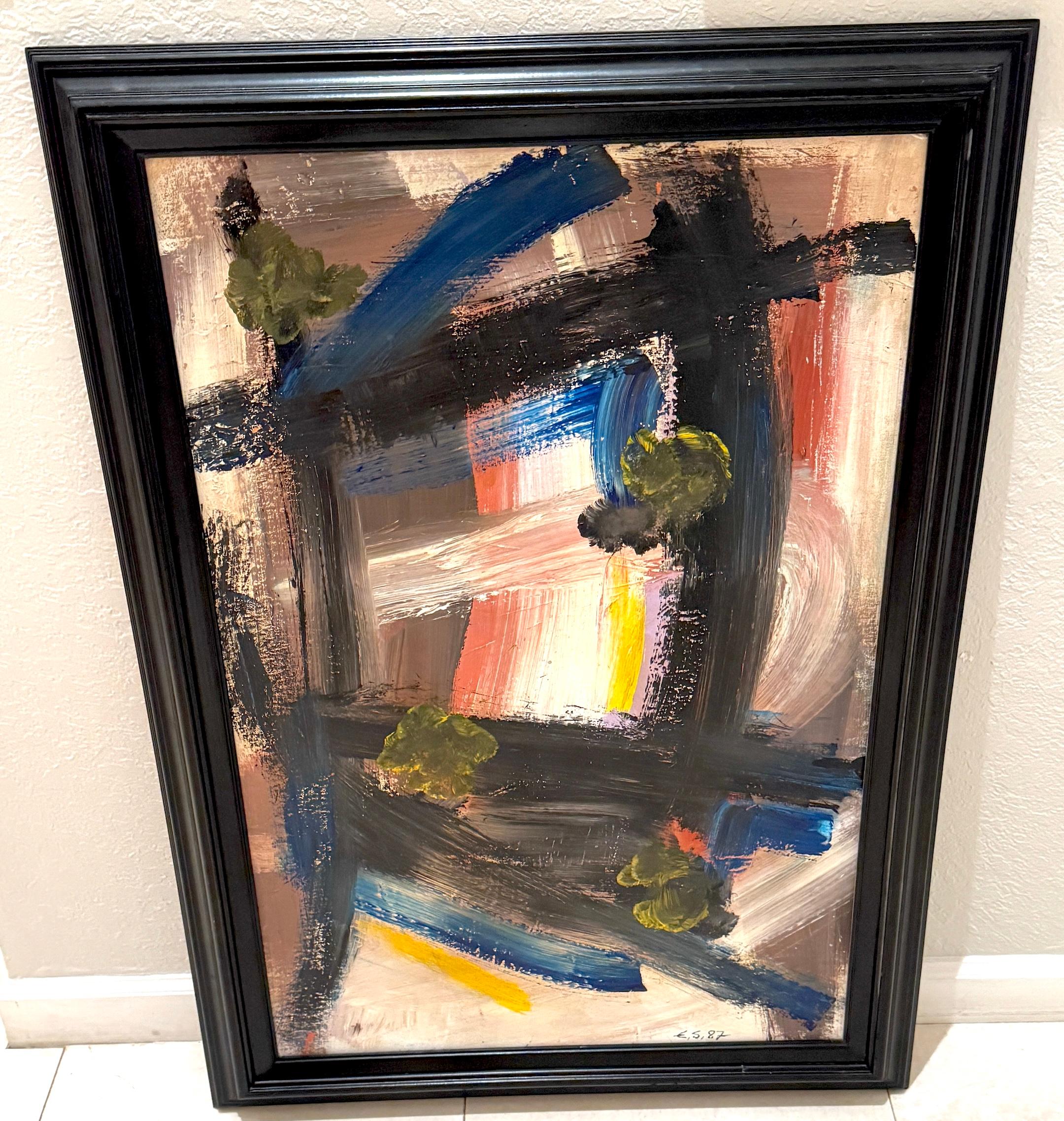  Ohne Titel, Edvins E. Strautmanis (1933-1992)
Öl auf Künstlerpappe
36 x 24 Zoll
Gerahmt Abmessungen: 41,5 x 29,5 x 2 Zoll

Dieses fesselnde Ölgemälde auf Künstlerpappe von Edvins E. Strautmanis zeugt von dem dynamischen und ausdrucksstarken Stil
