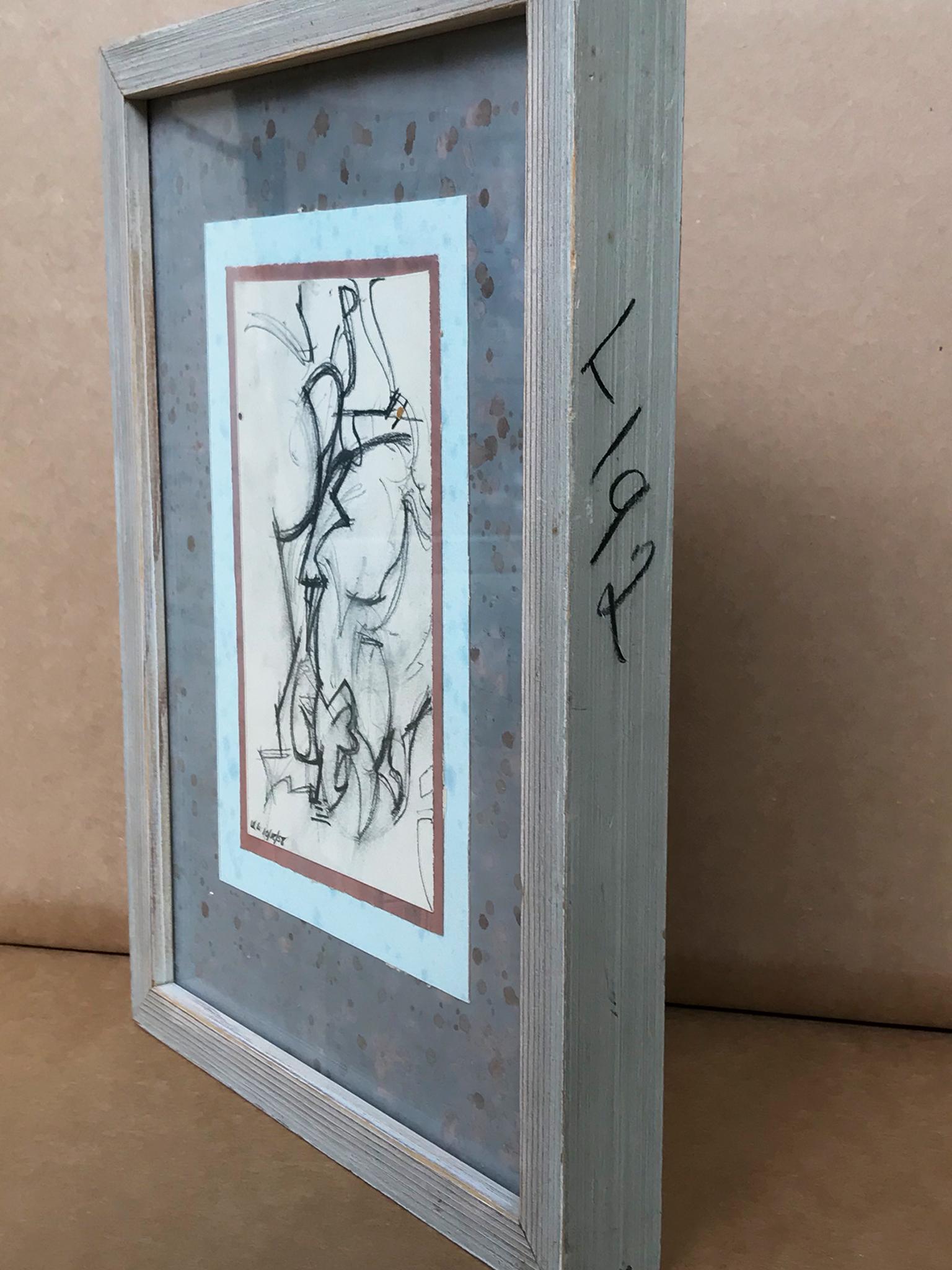 Mid-20th Century Untitled Figurative Abstraction Drawing by William Littlefield