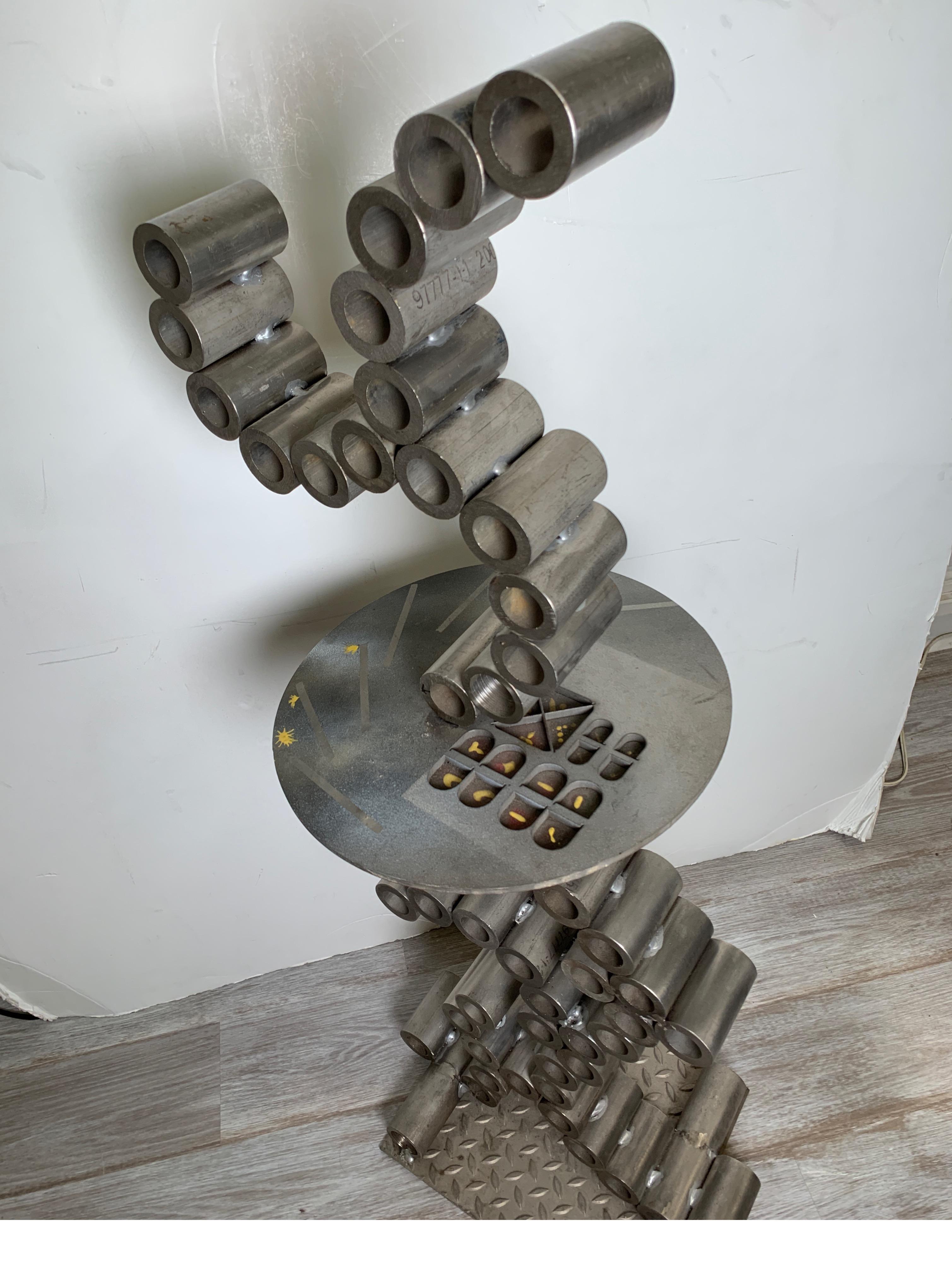 Welded Untitled Floor Sculpture or Side Table by D. Phillips